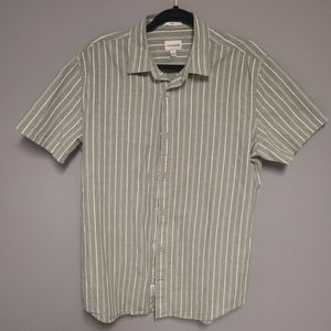 Green and cream striped button down